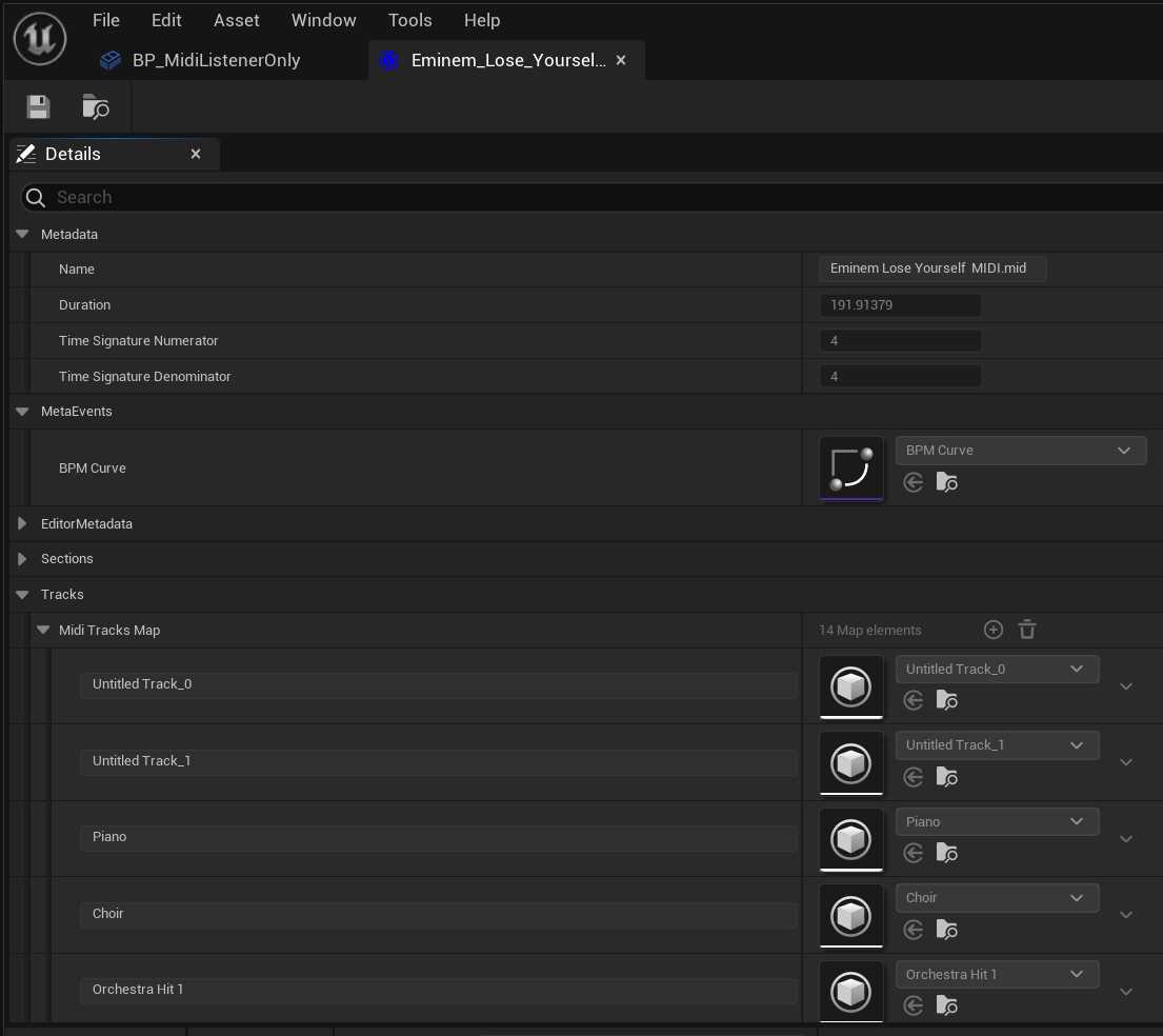 MidiEngine MidiAsset Details