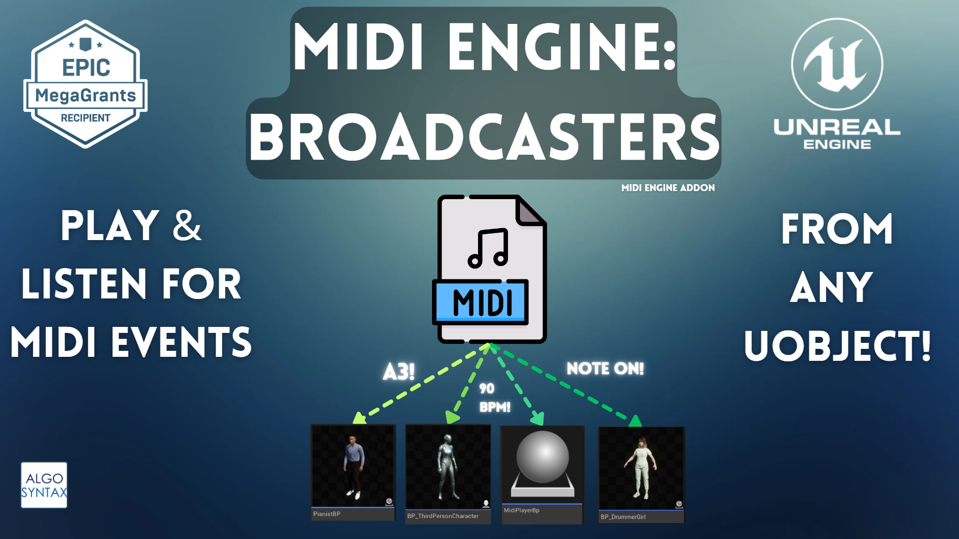 MidiEngine Broadcasters plugin for unreal engine 5.