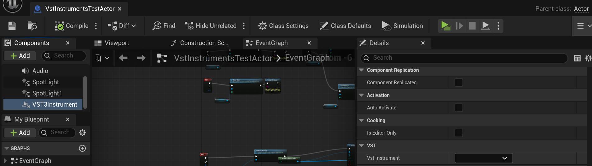 Selecting VST Instrument In UE5