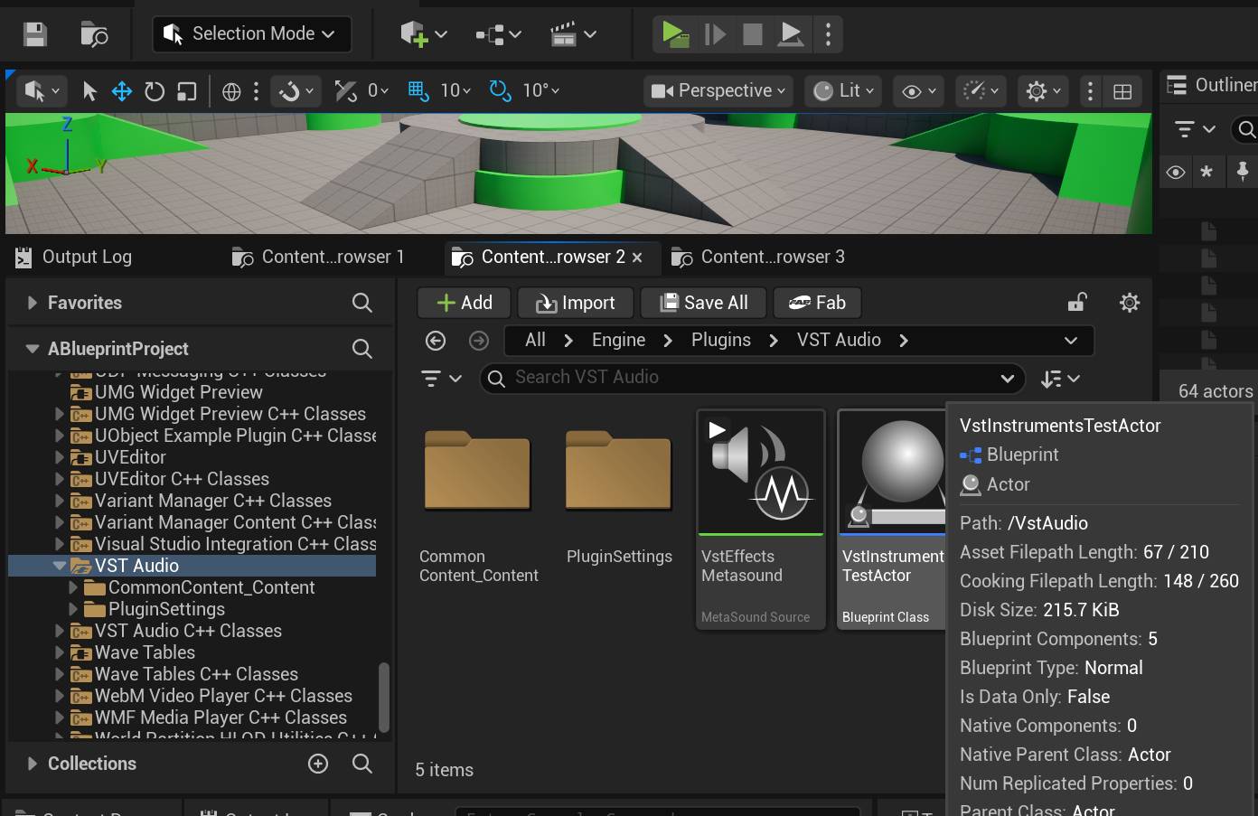 VSTInstrumentsTestActor Blueprint