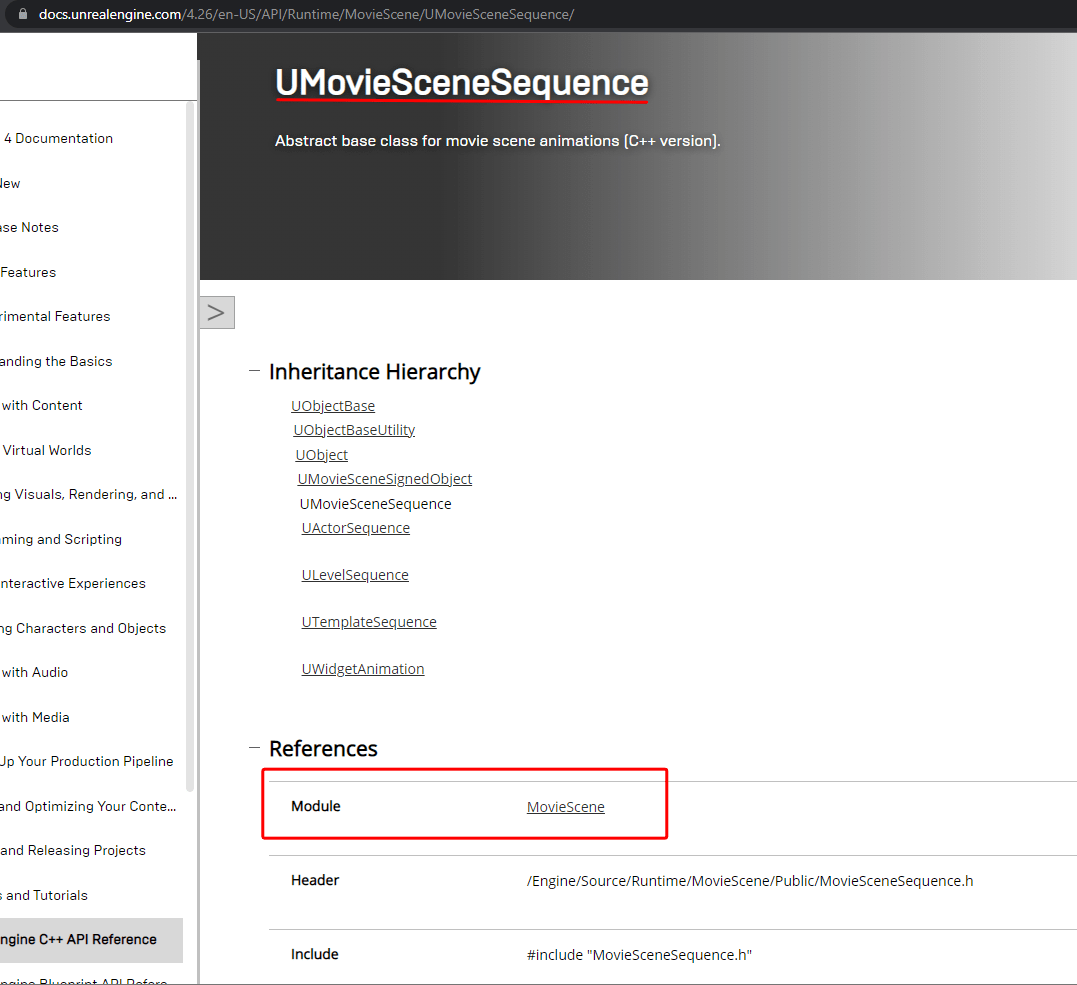 UE5 How to locate class module on documentation page